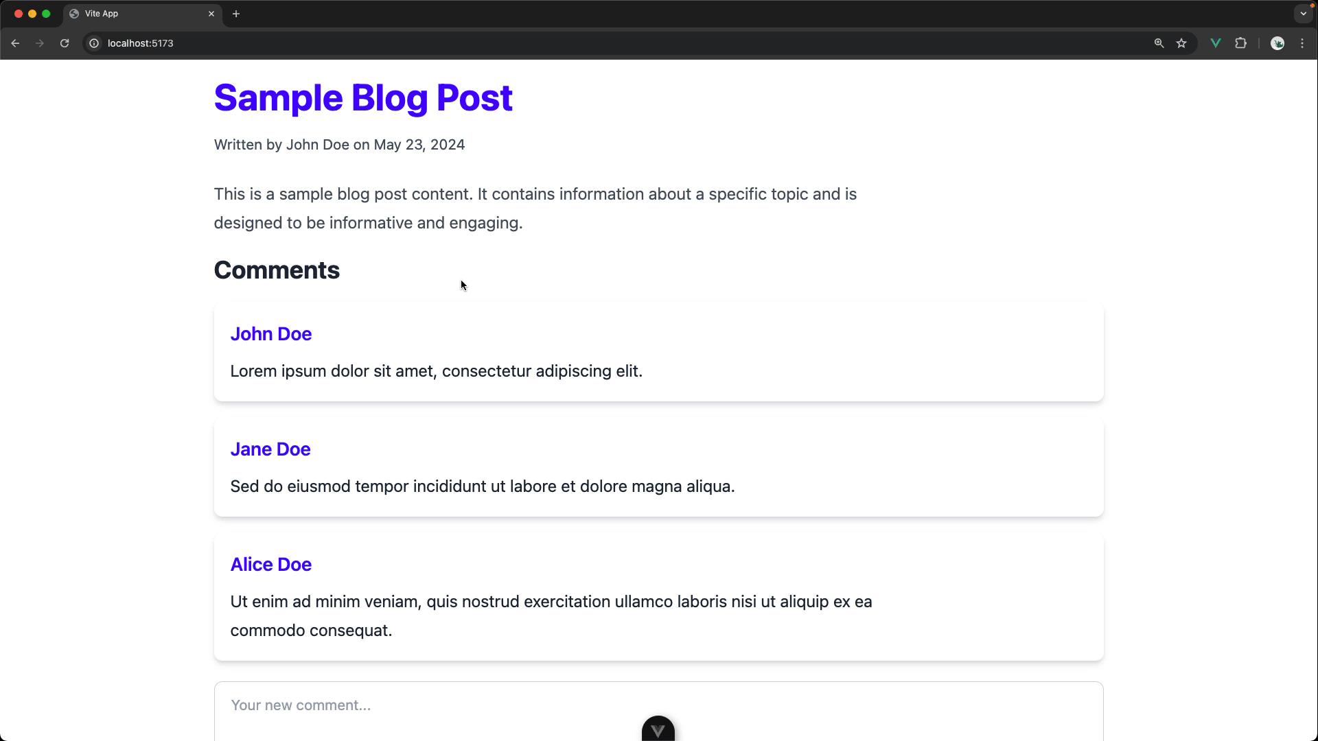 Screenshot of the solution